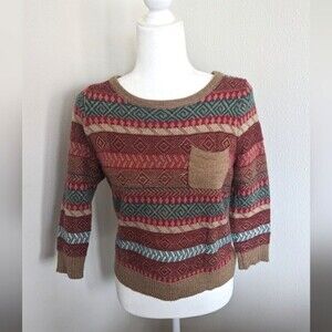 Design History Multicolored‎ Bohemian Pullover Sweater Size Women's Small